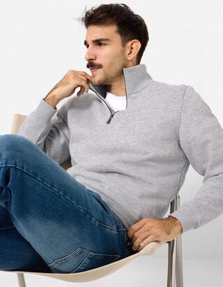 Sweatshirt - Troyer - Hellgrau