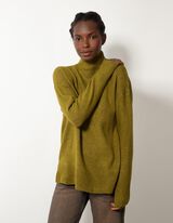 Pulover de tricot - Guler cu guler cocteil - Verde