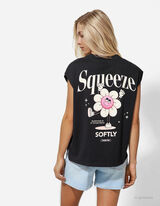 Top - Überschnittene Schultern - schwarz