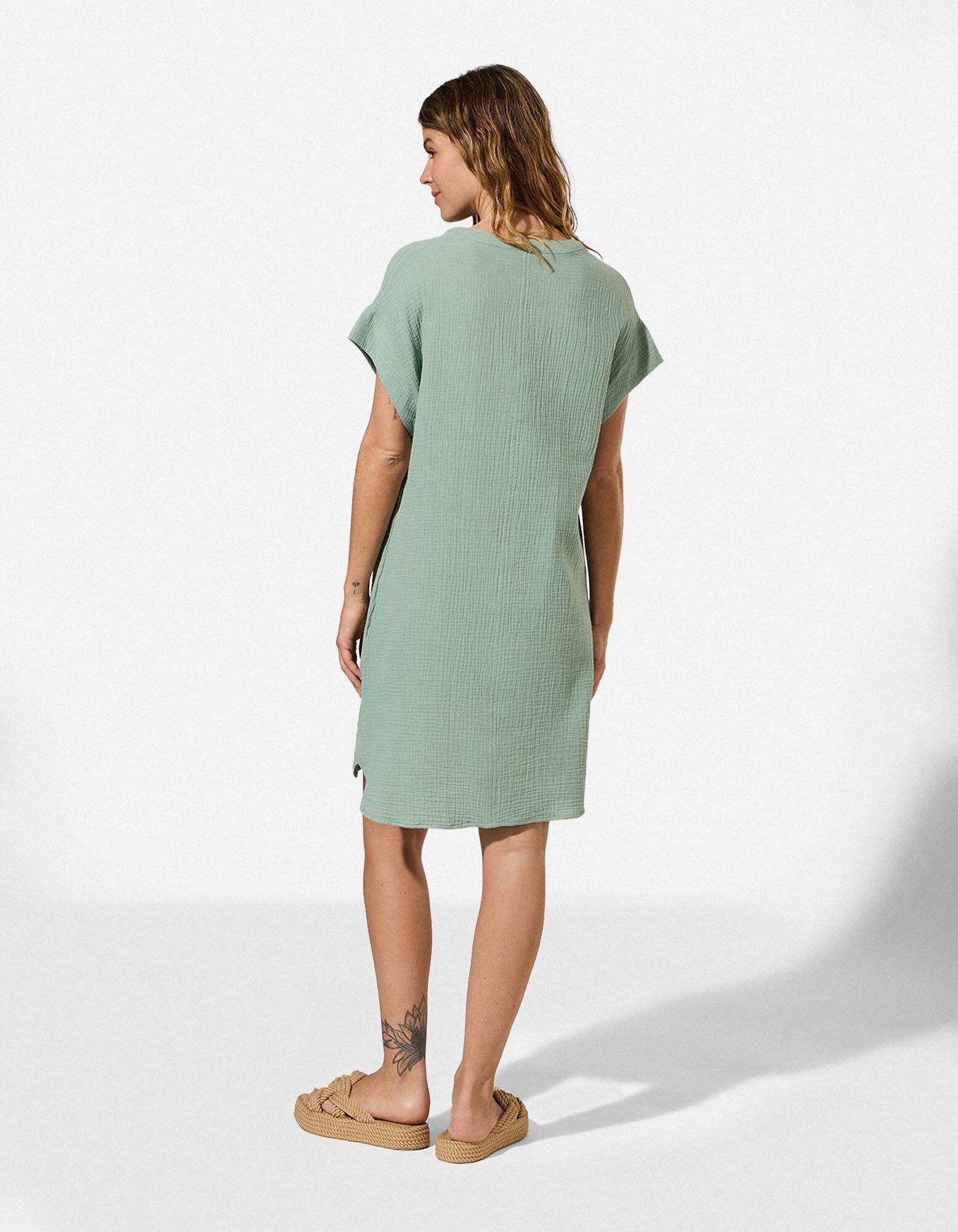Kleid - Musselin - Petrol