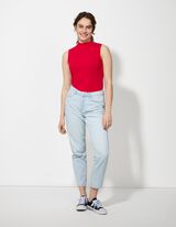 Top - Geribde structuur - donkerrood