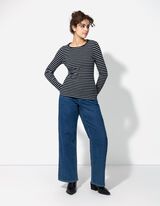 Mar&scaron;kinėliai ilgomis rankovėmis - Mezginys stulpeliu - tamsiai melynas