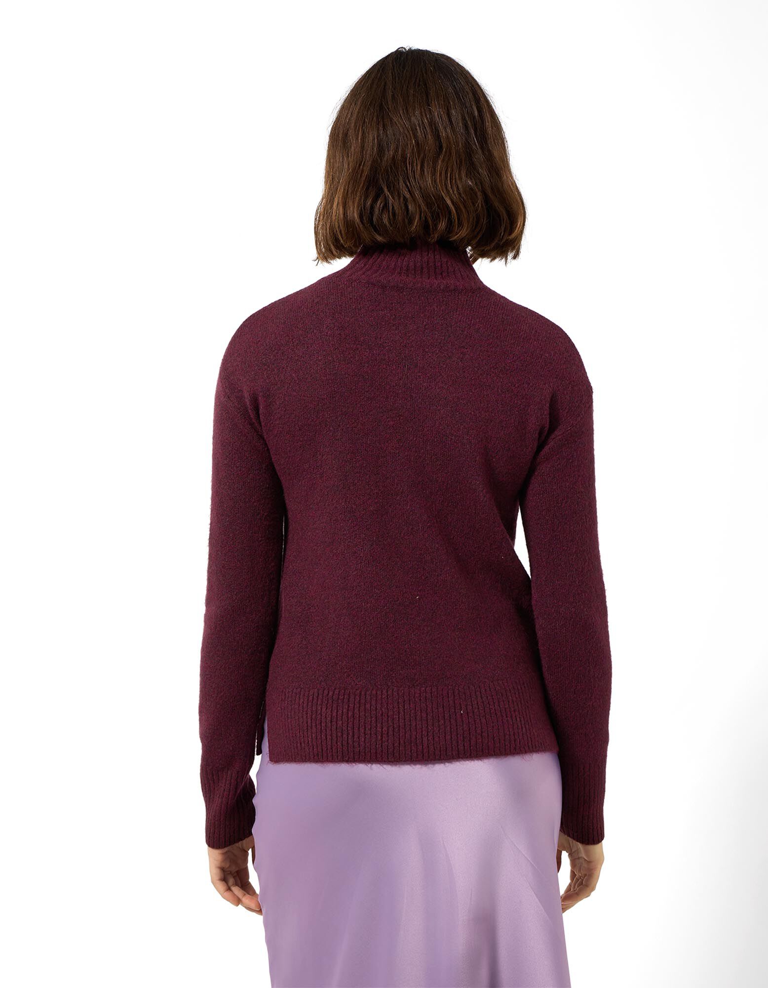 Pleten&yacute; sveter - Mockneck - Fialkov&aacute;