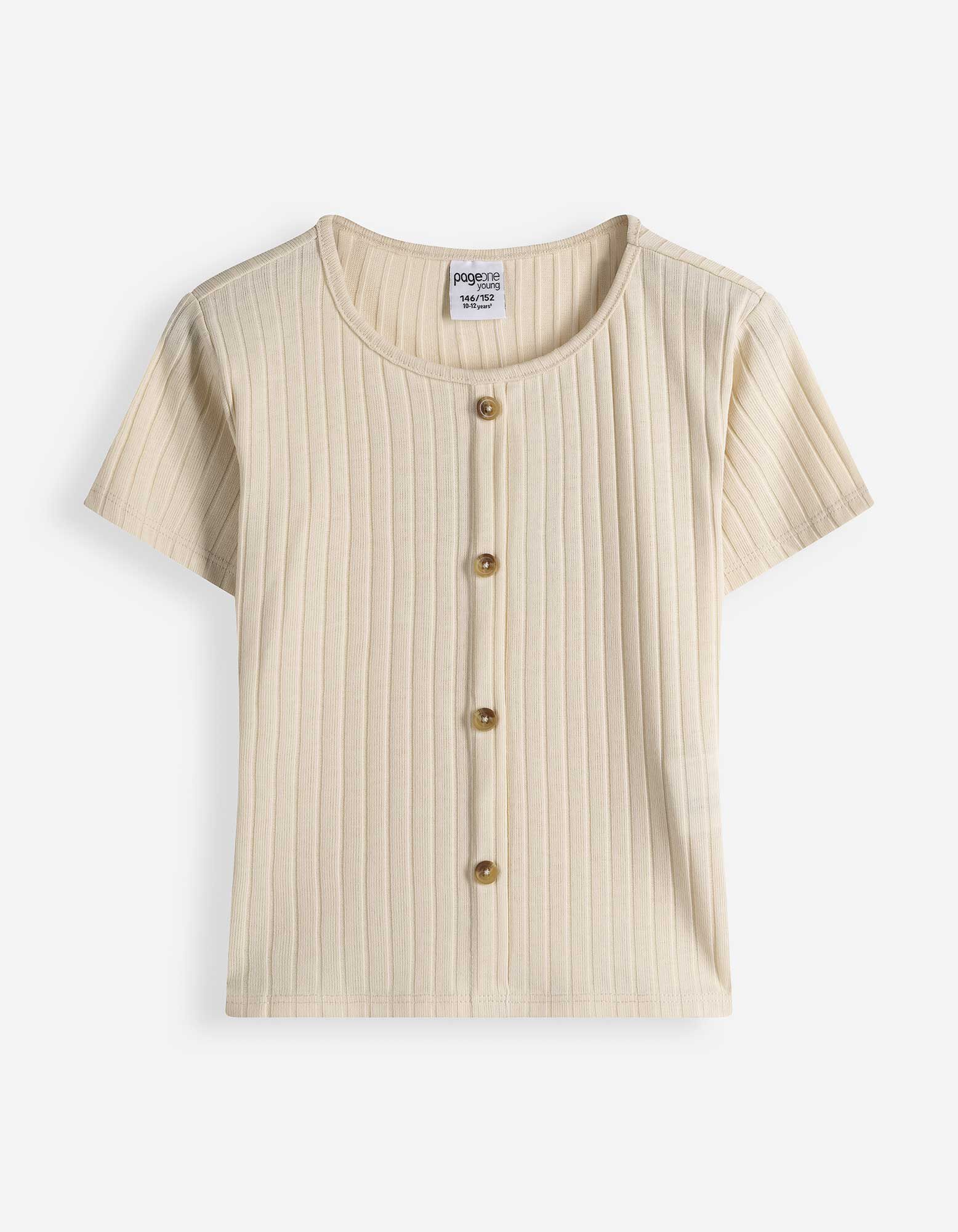 T-shirt - Patte de boutonnage - beige