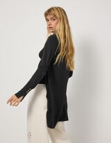 Longcardigan - Feinstrick - Schwarz