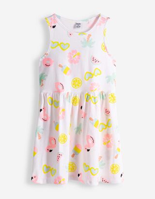 Kleid - Allover-Print - wei&szlig;