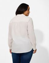 Bluse - Brusttasche - wei&szlig;