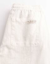 Hose - Leinen-Optik - wei&szlig;