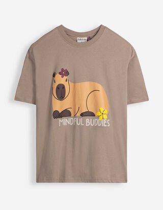 T-Shirt - Print - Taupe