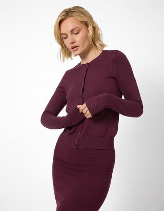Strickjacke - Knopfleiste - Lila