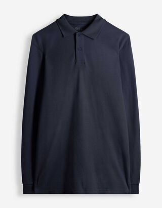 Langarmshirt - Polokragen - Dunkelblau
