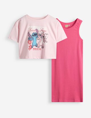 Set aus Shirt und Kleid - Lilo & Stitch - Pink