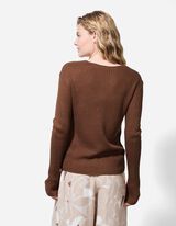 Pletený sveter - Jednofarebný - hneda