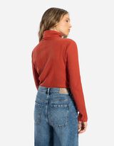 Bluză de corp cu mânecă lungă - Structură cu nervuri - Portocaliu