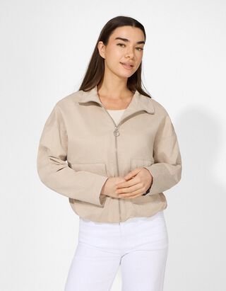 Blouson - Weiches Material - beige