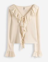 Cardigan - &Auml;rmel mit Volants - wei&szlig;