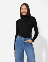 Majica dolg rokav - Vsebnost modala - crna