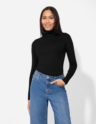 Bluză de corp cu mânecă lungă - Conținutul de modă - Negru