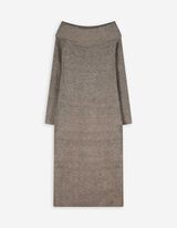 Strickkleid - Carmen-Ausschnitt - dunkelgrau