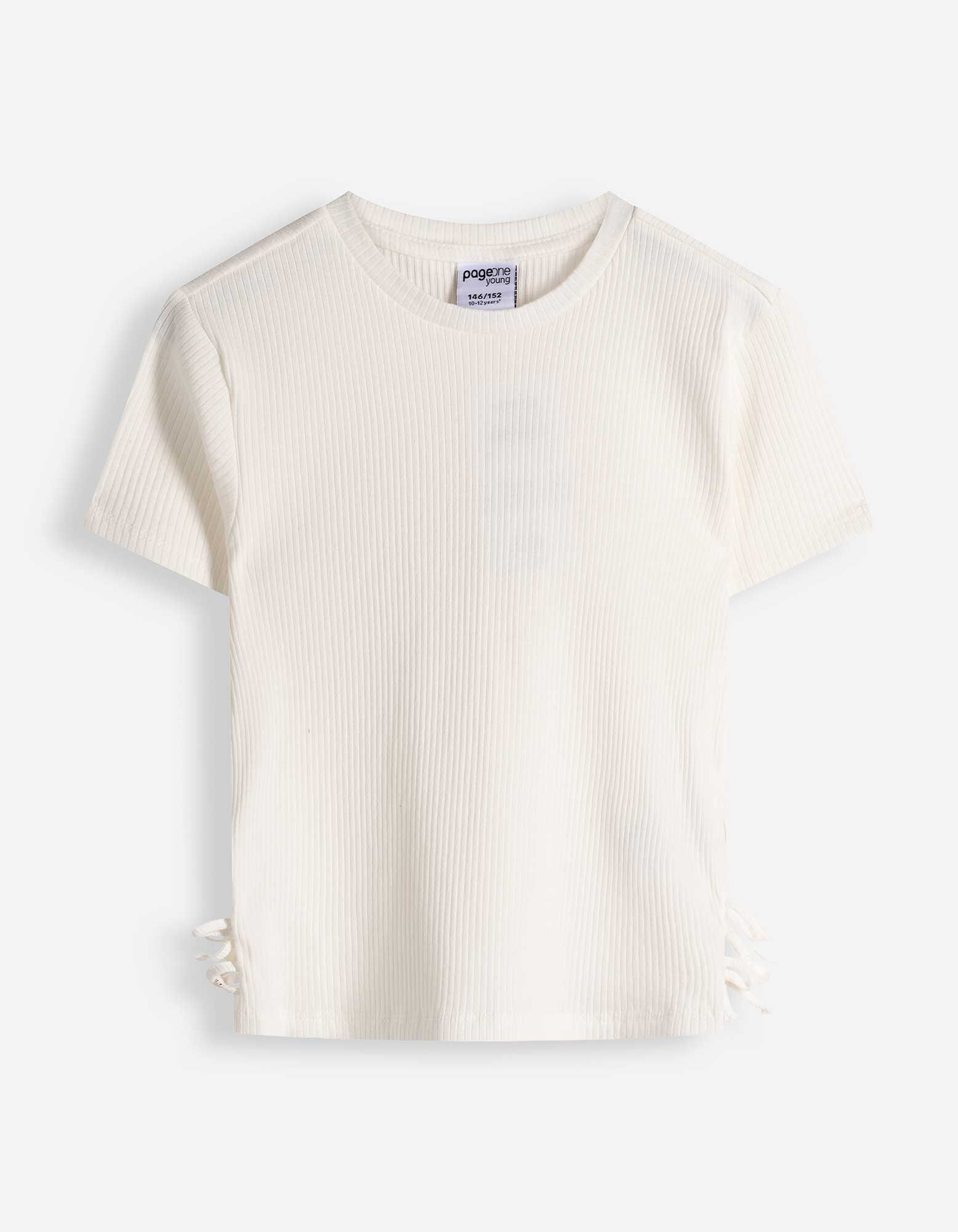 T-shirt - naszyta kokardka - bialy
