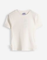 T-shirt - naszyta kokardka - bialy
