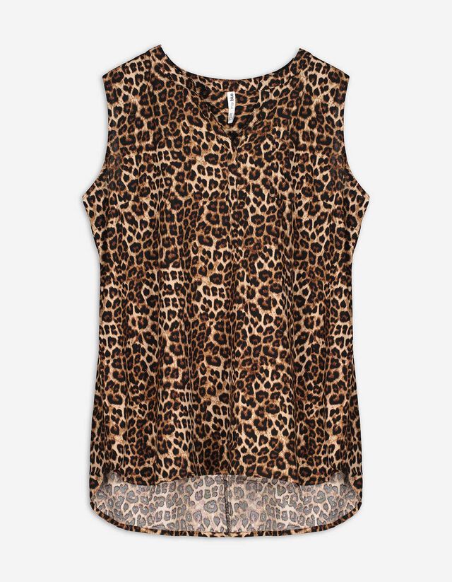 Top sans manches - Motif all-over - Beige