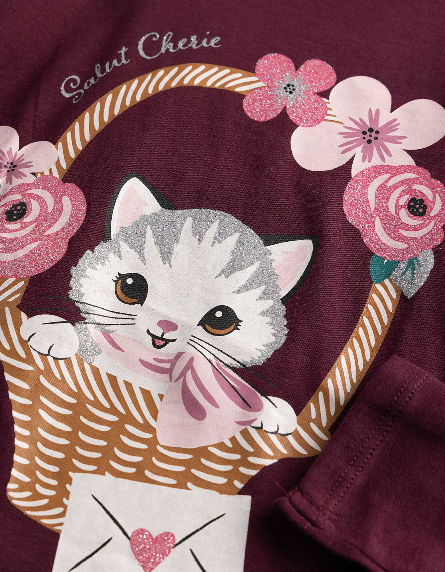 T-shirt &agrave; manches longues - Imprim&eacute; - rouge fonc&eacute;