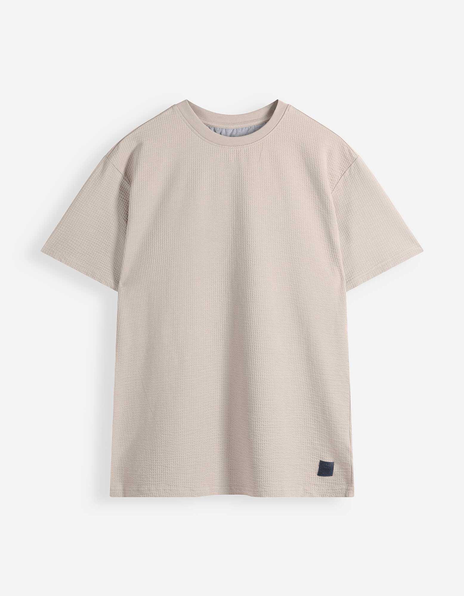 T-shirt - Seersucker - beige