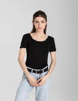 Tričko - Zmes bavlny - cierna