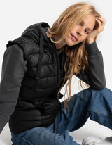 Vestă matlasată - Glugă cu șnur - Negru