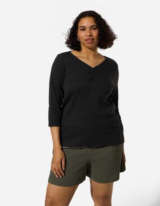 Langarmshirt - Dreiviertel&auml;rmel - Schwarz