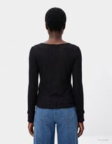 T-shirt &agrave; manches longues - Encolure en V - noir