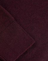 Žebrovaný pletený svetr - Kulatý výstřih - tm. lila