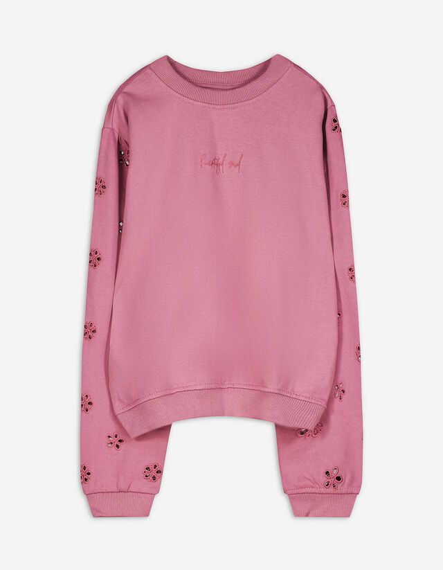 Sweatshirt - Borduursels - roze
