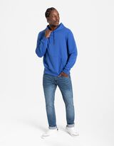 Majica s kapuljačom - mje&scaron;avina pamuka - tamno plava