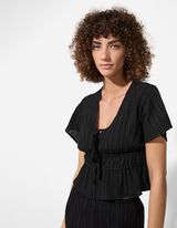 Blusa - Scollo a V - nero