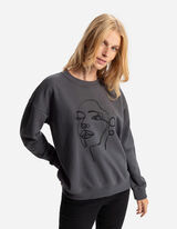 Sweatshirt - Borduursels - donkergrijs