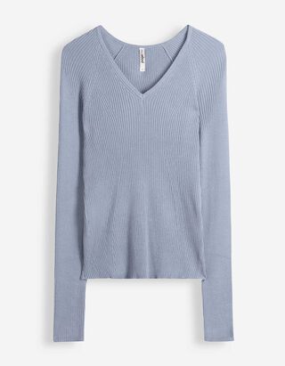 Pullover - Rippenstruktur - blau