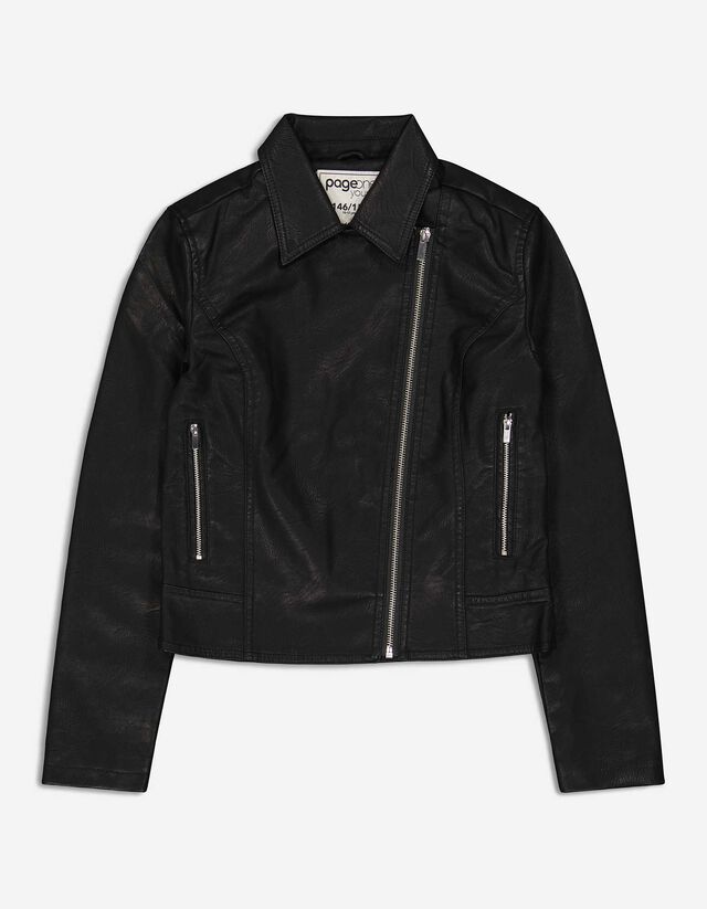Jachetă biker - Efect de piele - Negru