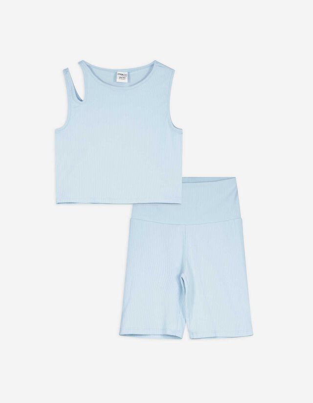 Set van top en broek - Cut-outs - lichtblauw