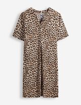 Kleid - Allover-Print - Beige