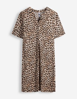 Kleid - Allover-Print - Beige