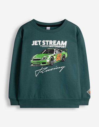 Sweatshirt - Print - Dunkelgr&uuml;n