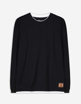 Bluză de corp cu mânecă lungă - Double-Layer-Look - Negru