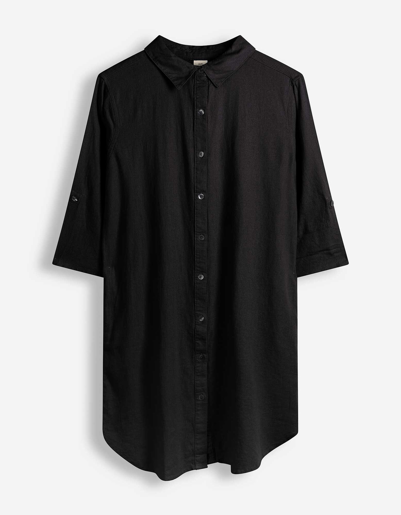 Kleid - Hemdkragen - Schwarz