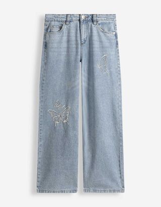 Jeans - Borduursels - blauw
