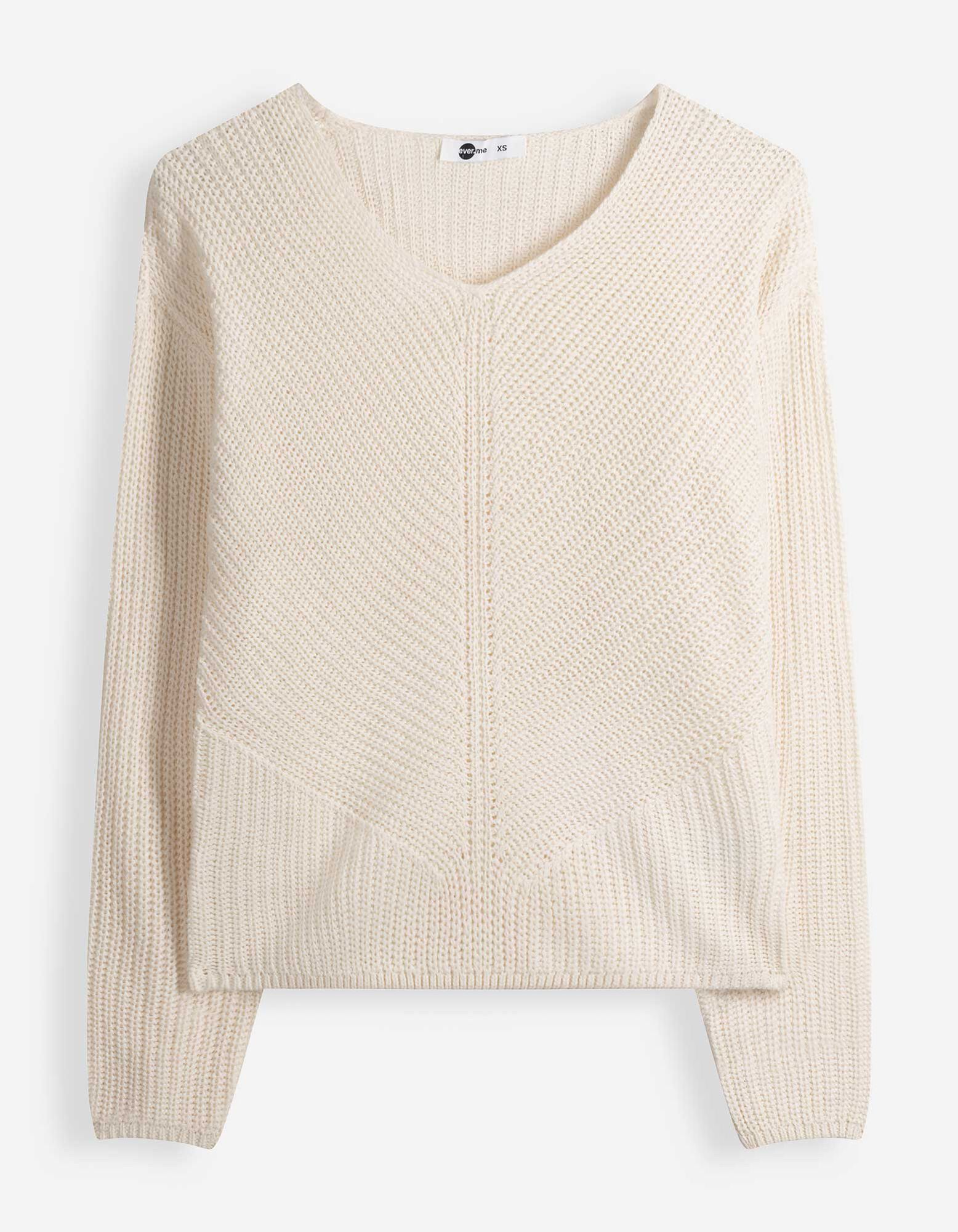 Trui - V-hals - Beige