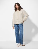 rozpinana bluza - pluszowe futerko - bialy