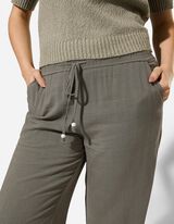 Hose - Leinen-Optik - Gr&uuml;n