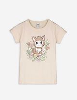 T-shirt - Vooropdruk - beige
